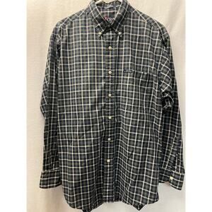 Chaps by Ralph Lauren men’s button up long sleeve shirt plaid‎ blue white size M
